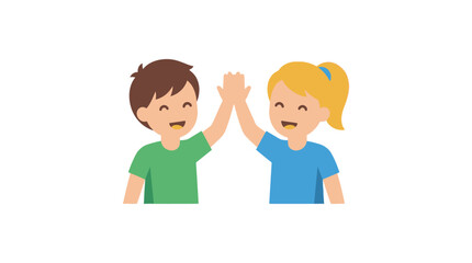 Fototapeta premium Boy and Girl High Five Character Illustration