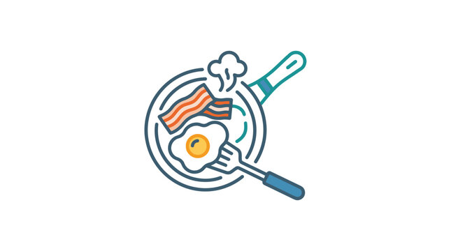 Bacon and Fried Egg Breakfast Vector Illustration