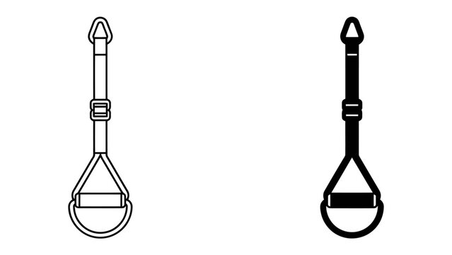 TRX Suspension Trainer Icons: Two minimalist icons representing a TRX suspension trainer, one in outline and the other solid black, showcasing its simple yet effective design.