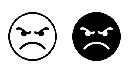 Angry Faces: A simple graphic representation of an angry face in both black and white, conveying strong negative emotion.