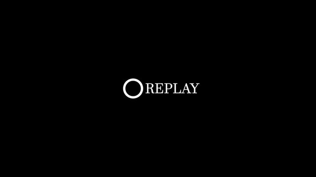 Replay Button Icon Animation with Recording Symbol on Black Background . 4K Motion video.
