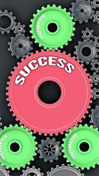 Preparation powers success. Preparation is necessary for Success. Preparation sets success in motion. Engine gears metaphor. Made for humans by humans, no AI