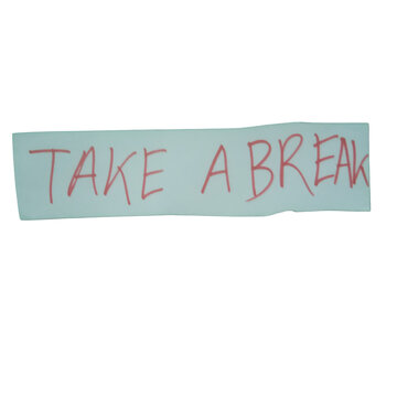 Take a break handwritten note on a blue paper strip isolated on transparent background