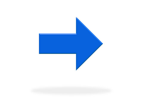 Icon: Blauer Pfeil mit Schatten nach rechts als Symbol f&uuml;r Navigation, Richtung, Hinweis oder Wegweiser