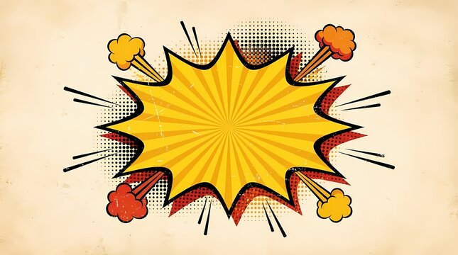 Vintage comic blast bubble on aged parchment background