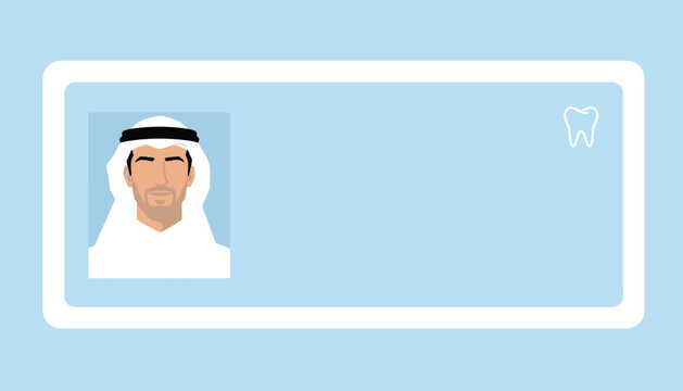 Professional medical ID card for a dentist or dental clinic staff featuring a portrait and a tooth symbol for identification.