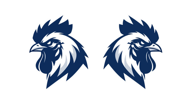 Dual Rooster Head Silhouette Design.