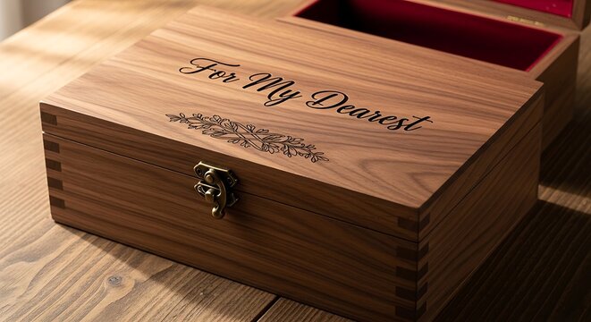 vintage wooden box with money