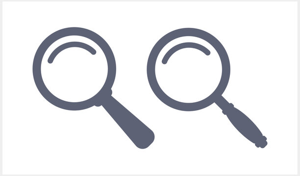 Magnifier Loop Magnifying glass Icon. Stencil Lupe. Vector stock illustration