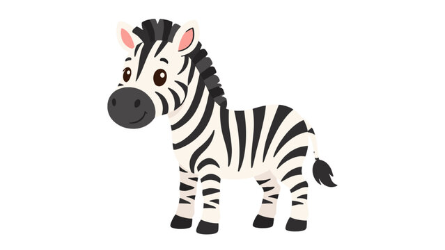 Cute zebra cartoon character isolated on white background