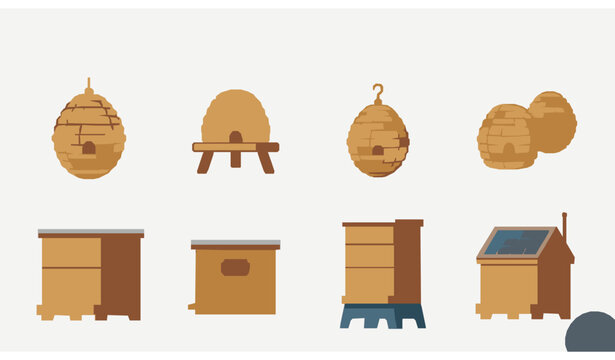 Honey beehive flat icon vector collection