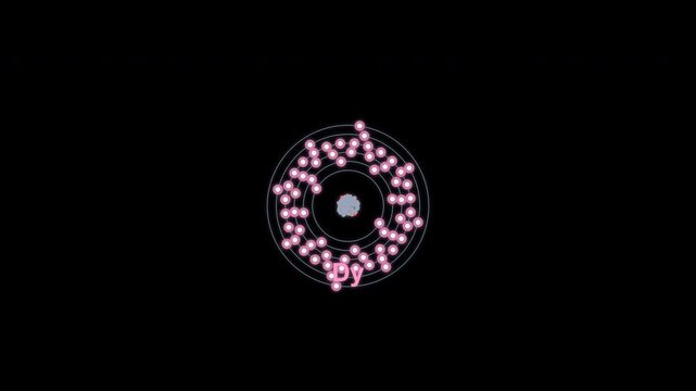 Dysprosium Dy Bohr Atom Model Clean No Text Overlay Alpha Channel 4K