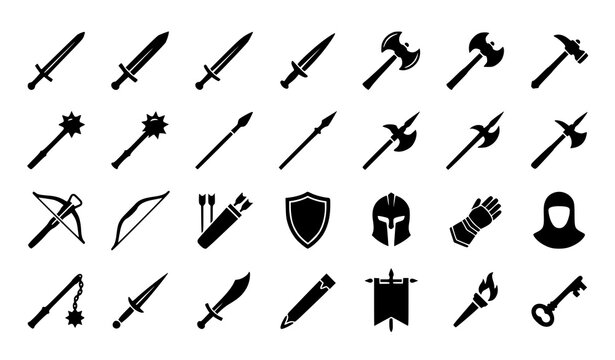 Medieval warfare icon set