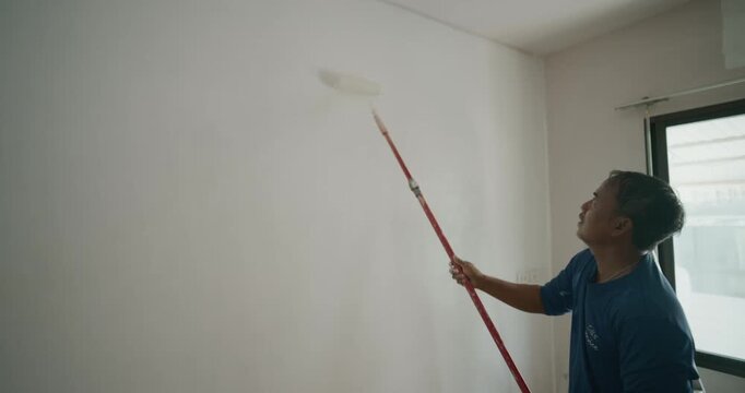 Asian mechanic man color paint interior home building industry