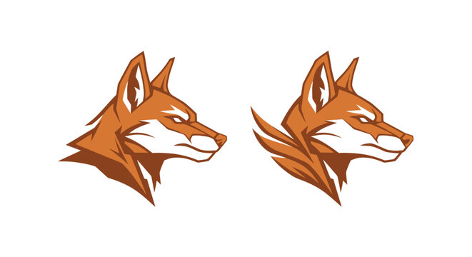 Stylized Fox Head Illustration with Sharp Features.