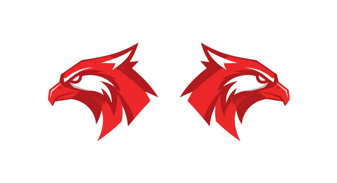 Red Abstract Tiger Head Logo Design Pair.