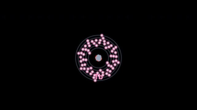 Terbium Tb Bohr Atom Model Clean No Text Overlay Alpha Channel 4K