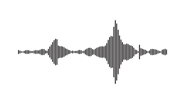 Realistic Audio Waveform Animation 4K on White Background &ndash; White Sound Wave Pulsing and Moving with Music Equalizer Visualization Alpha Channel Seamless Loop