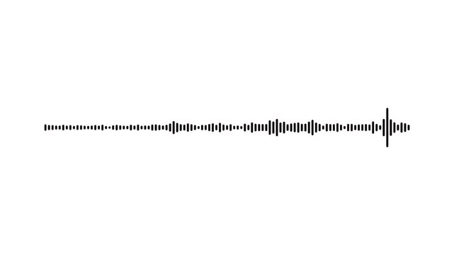 Realistic Audio Waveform Animation 4K on White Background &ndash; White Sound Wave Pulsing and Moving with Music Equalizer Visualization Alpha Channel Seamless Loop