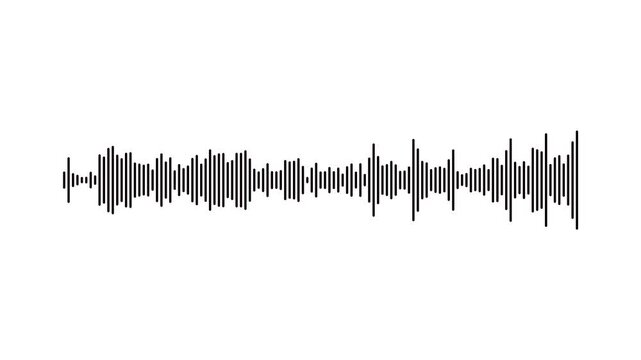 Realistic Audio Waveform Animation 4K on White Background &ndash; White Sound Wave Pulsing and Moving with Music Equalizer Visualization Alpha Channel Seamless Loop