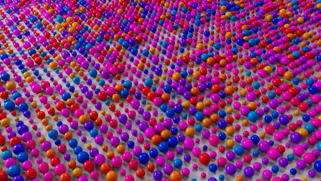 Pattern of multicolor spheres in the top view. 