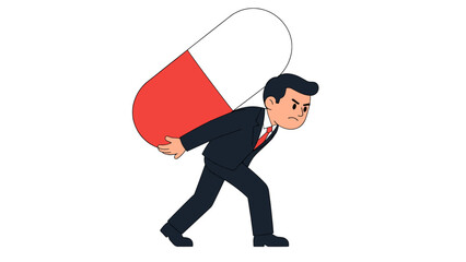 Businessman carrying a large capsule pill vector illustration