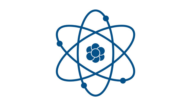Blue atom symbol with molecular structure.