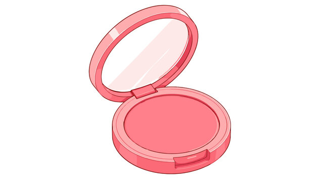 Open pink compact makeup case with mirror illustration