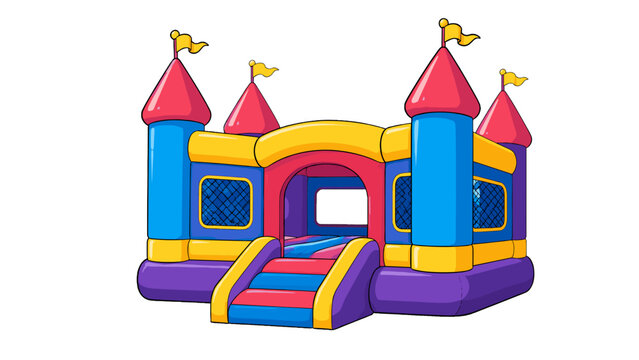 Colorful inflatable bounce house castle vector illustration