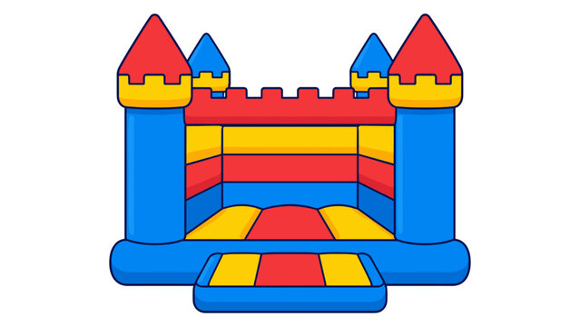 Colorful inflatable bounce house castle vector illustration