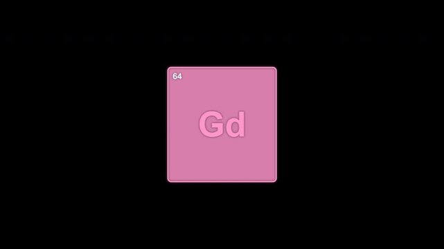 Gadolinium Gd Periodic Table Element Tile Clean No Text Overlay Alpha Channel 4K