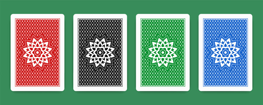 Playing cards back side. Classic deck pattern with ornamental details. Poker and casino concept. Vector illustrator.
