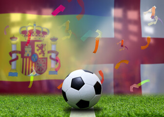 Fototapeta premium Football Cup competition between the national Spain and national England.