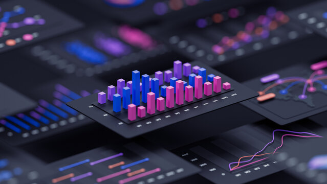 Financial data document graph chart report statistic marketing research development planning management strategy analysis accounting. Financial business technology concept. 3d rendering.