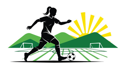 Fototapeta premium Young Male Soccer Player Dribbling Ball on Field.