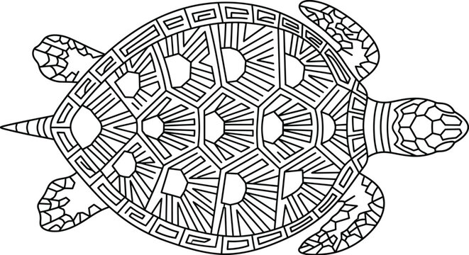 Geometric Sea Turtle Tribal Vector Illustration