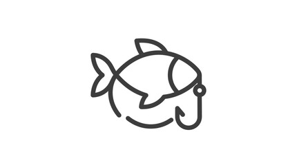 Naklejka premium Fish on Fishing Hook Icon