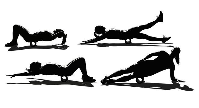 Silhouette illustrations of various push up exercise positions.