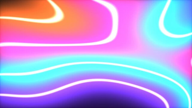 Abstract Liquid Neon Gradient Loop Background. Vibrant Fluid Wavy Glowing Lines Motion Graphics