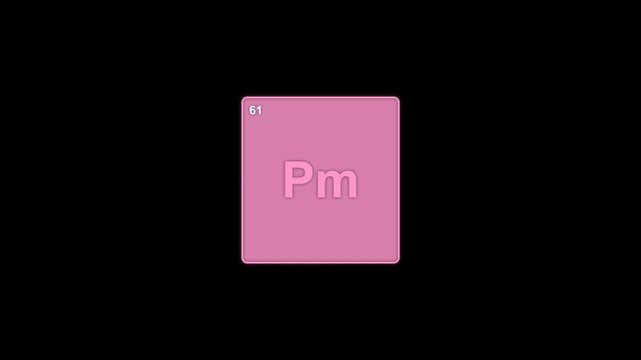 Promethium Pm Periodic Table Element Tile Clean No Text Overlay Alpha Channel 4K