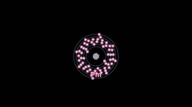 Promethium Pm Bohr Atom Model Clean No Text Overlay Alpha Channel 4K