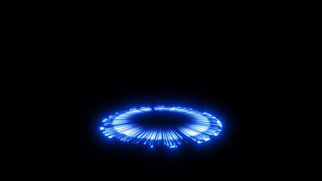Jagged Blue Electric 3D Energy Ring Expanding with Lightning Edge, MOV with Alpha Channel on Transparent Background
