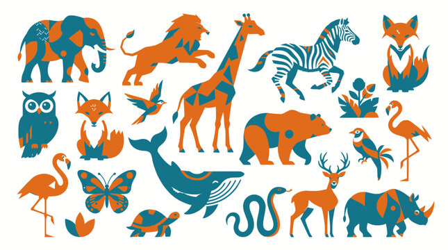 Vibrant animal gathering showcases diverse species in a lively scene.