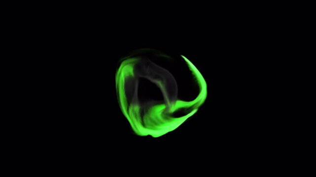 Irregular Green Smoke Ring Explosion Expanding and Fading, MOV with Alpha Channel on Transparent Background