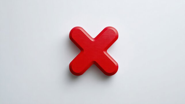 Red Cross Mark: A stark red cross symbol, often used to denote incorrectness or negation, is presented clearly on a plain background.