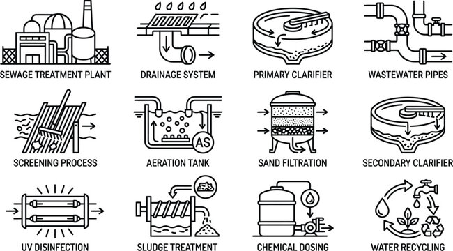 Wastewater treatment process diagram