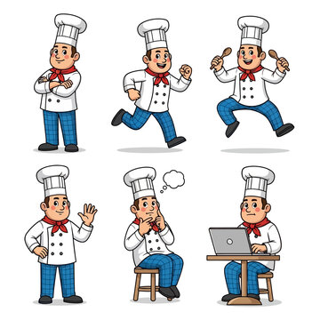 Collection of Chef Poses and Actions.