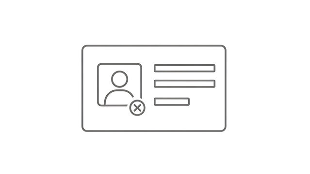 Icon of an ID card with a cross mark on the profile picture