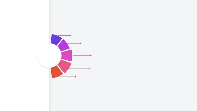 Circular infographic chart with five colorful segments and pointer lines