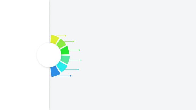 Circular infographic chart with six colored segments and connecting lines